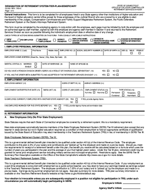 Designation of Retirement System-Tier-Plan-Beneficiary Form