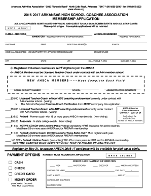 Arkansas High School Coaches Association Membership Application