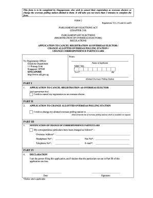 Singapore Overseas Elector Registration Cancellation Form
