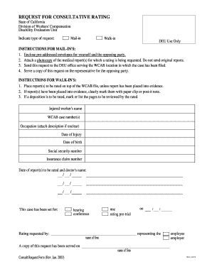 California Workers' Compensation Consult Request Form