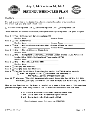 Toastmasters Distinguished Club Plan
