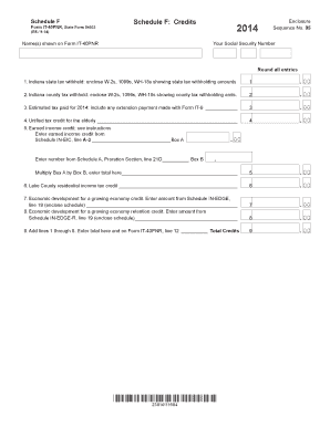 Indiana Schedule F Credits Enclosure