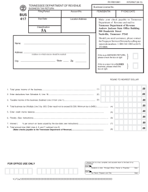 Tennessee Business Tax Return