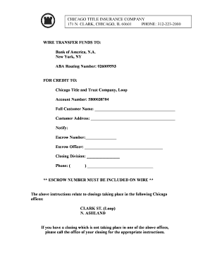 Chicago Title Wire Transfer Instructions