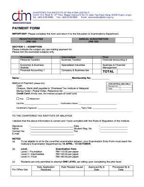 Chartered Tax Institute of Malaysia Payment Form