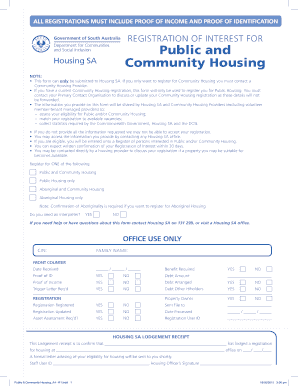 South Australia Public and Community Housing Registration Form