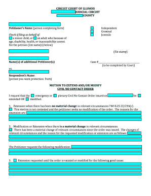 Motion to Extend and/or Modify Civil No Contact Order