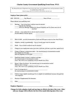 Charles County Employee Benefit Change Form