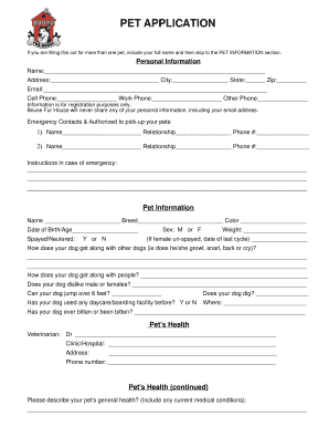 Pet Boarding Application Form