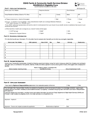 Texas Household Eligibility Form