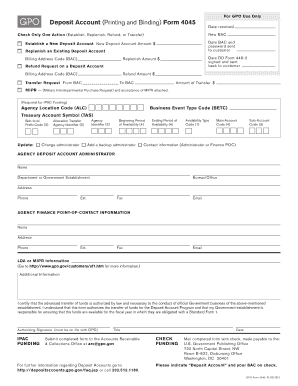 GPO Deposit Account Form 4045