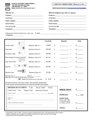 Kastle Systems Card Express Order Form
