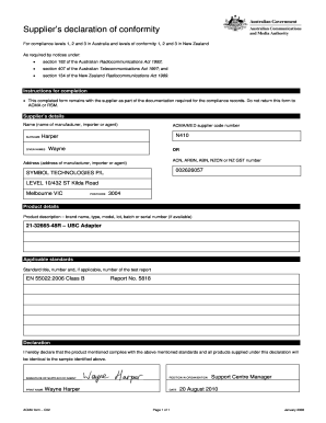 Supplier's Declaration of Conformity