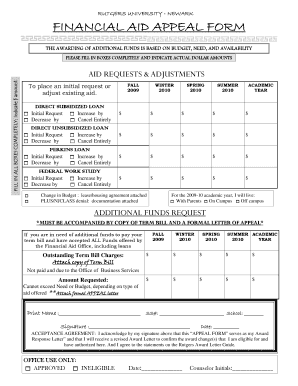 Rutgers University Financial Aid Appeal Form