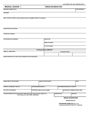 Medical Record Tissue Examination Form