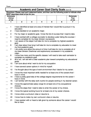 Academic and Career Goal Clarity Scale Form B