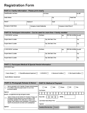 Scugog Township Program Registration Form