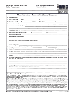 Worker Protection Act Employment Terms Form