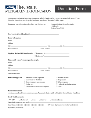Hendrick Medical Center Donation Form