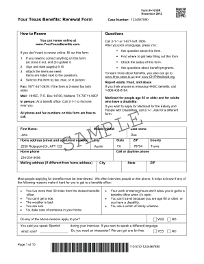 Texas Benefits Renewal Form H-1010R