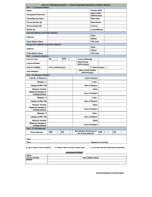 Indian Firearms License Form