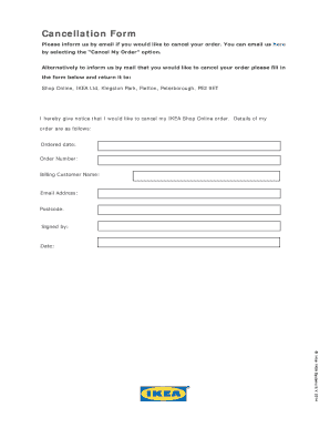 IKEA Order Cancellation Form
