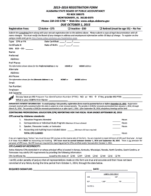 Alabama CPA Annual Registration Form