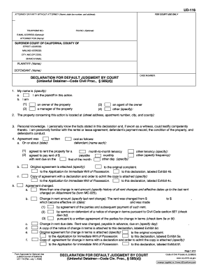 Declaration for Default Judgment by Court