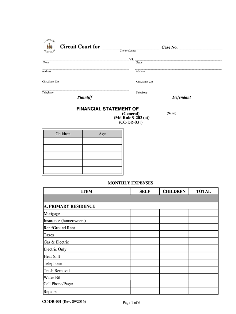 md rule 9 203 financial statement Preview on Page 1