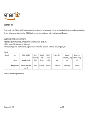 Equipment List Form