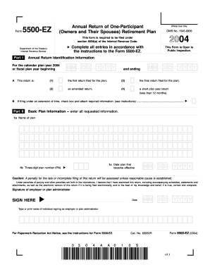 Form 5500-EZ Annual Return