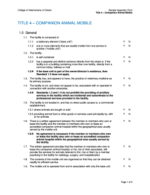 Companion Animal Mobile Inspection Form
