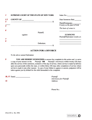 New York Divorce Summons