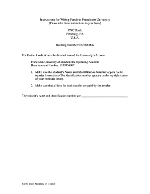 Wiring Funds Instructions