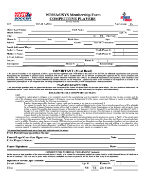 NTSSA/USYS Competitive Player Membership Form