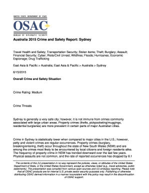 Fillable Online Australia 2015 Crime and Safety Report Sydney Fax Email ...
