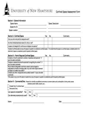 Confined Space Assessment Form