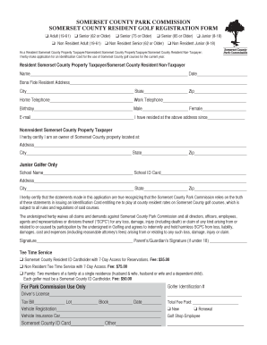 Somerset County Golf Registration Form