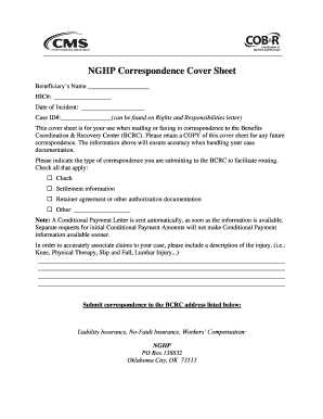 NGHP Correspondence Cover Sheet