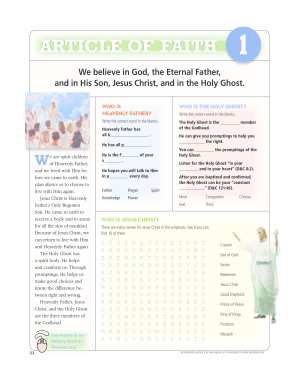 Article of Faith 1 Worksheet