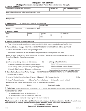 Request for Service Form