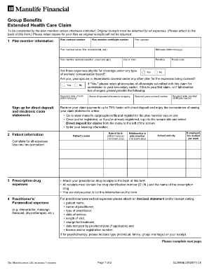 What is a Manulife claim form used for?