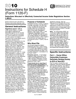 Instructions for Schedule H Form 1120-F