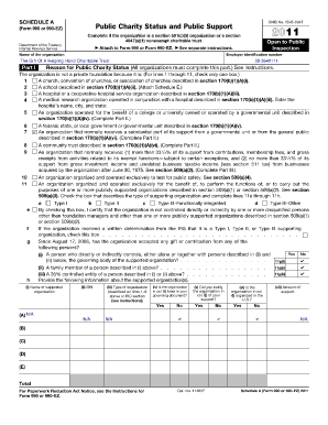 Schedule A Form 990 or 990-EZ