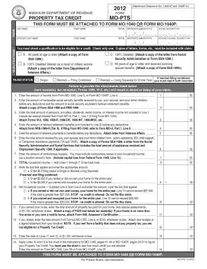 Missouri Property Tax Credit Form MO-PTS