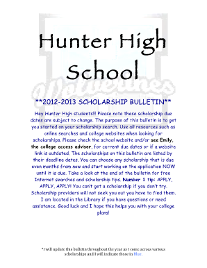 Scholarship Bulletin revised - Hunter High School