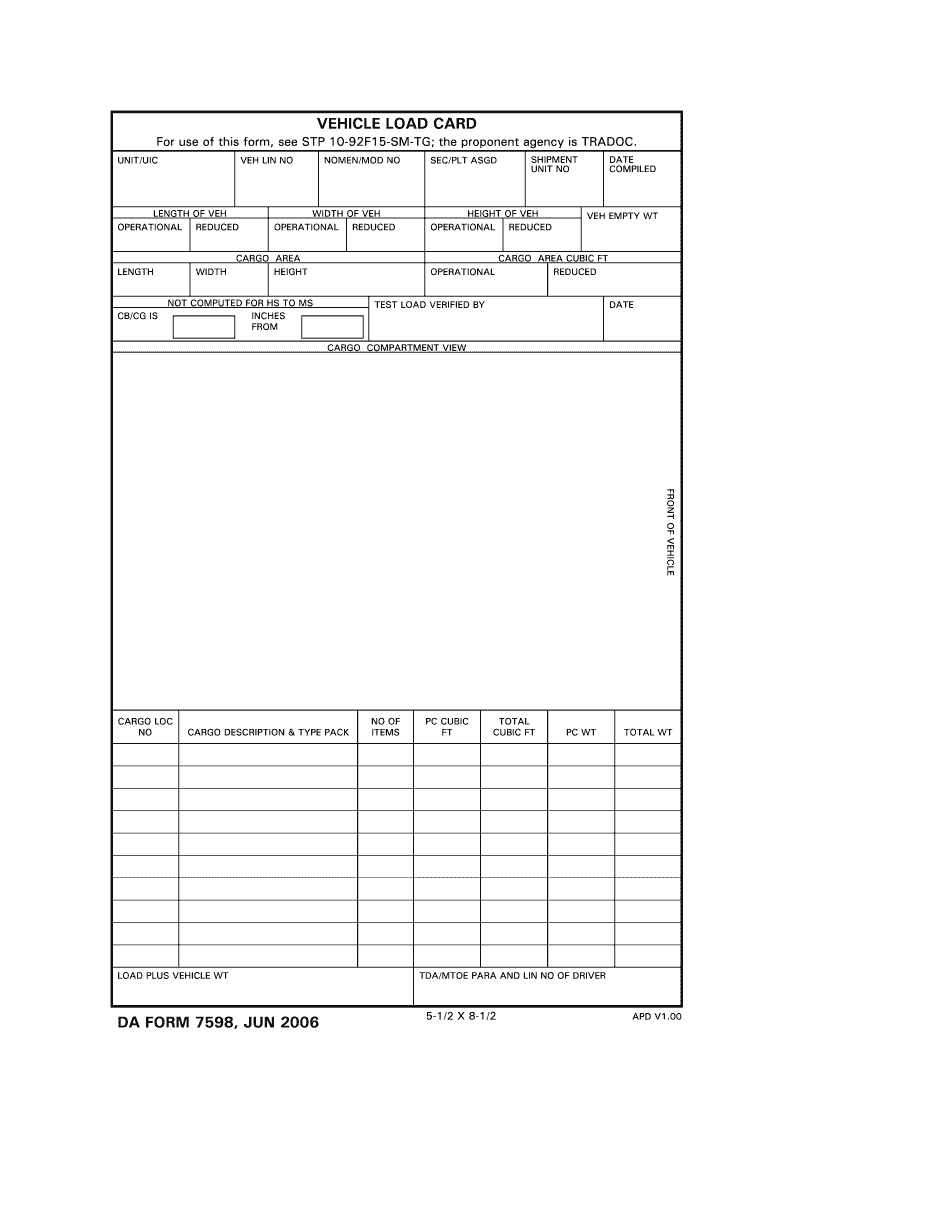 Army Connex Load Plan Form - PDFfiller