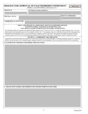 Example of memorandum - unauthorized commitment ratification sample