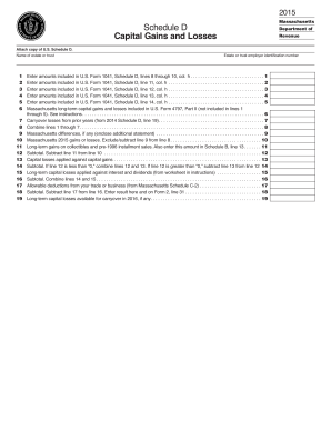 Massachusetts Schedule D Capital Gains and Losses