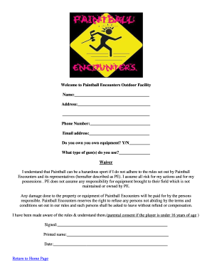 Paintball Encounters Waiver Form